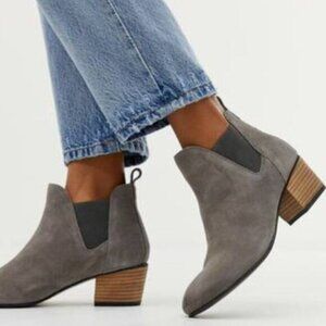 SUPERDRY Yasmin Ankle Boots Genuine Suede Leather Block Heel Grey Sz 9